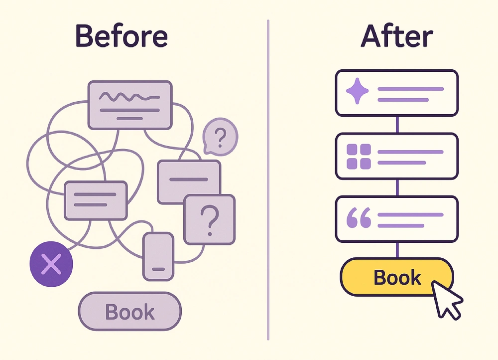 Before and after using the website fix kit