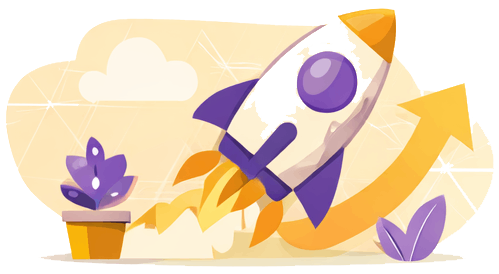 strategic partnership Modern flat illustration of a rocket launching upward, representing ongoing website growth and performance refinement.